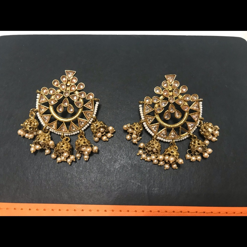 Rose gold crystal pearl earrings